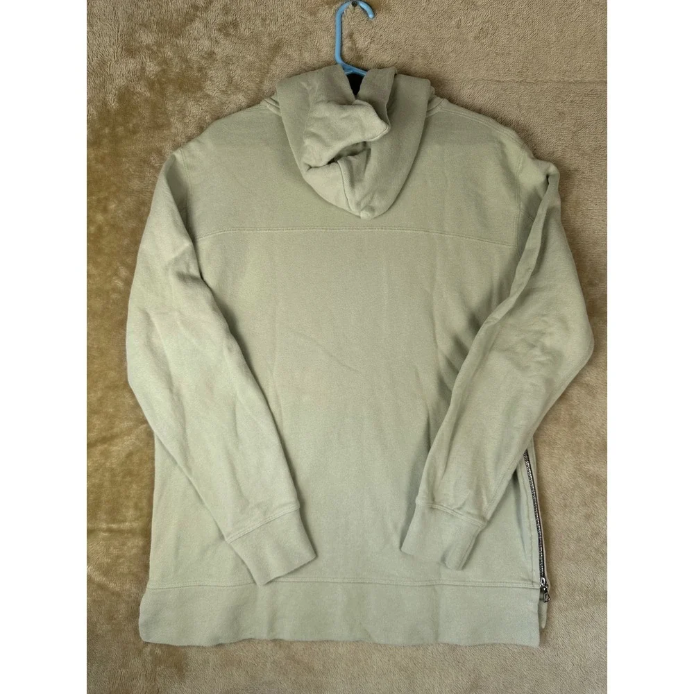 John Elliott Men Villain Side Zip Hoodie Sage Green Cotton French Terry Made USA